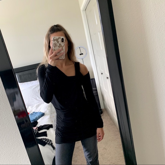 Ruff Hewn Tops - Black off the shoulder top